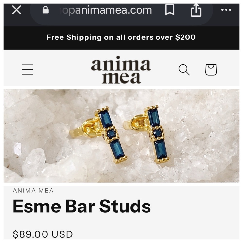 Esme Bar Studs in Deep Blue and Gold